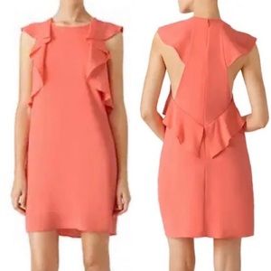BCBGMaxAzria Jenni Pink Coral Sleeveless Ruffle Mini Dress Women’s Size XXS
